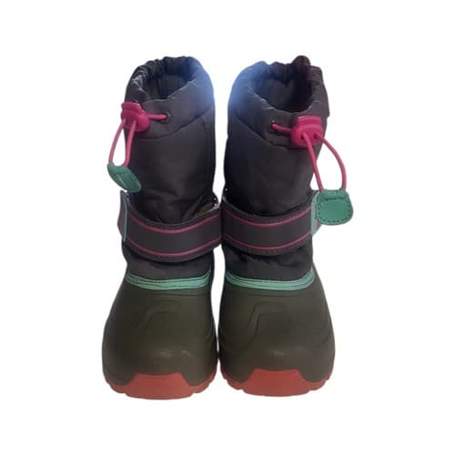 Snow Boots Thermolite Size 13 Grey Pink Hook and Loop Fastener Kids Youth - Thumbnail 2