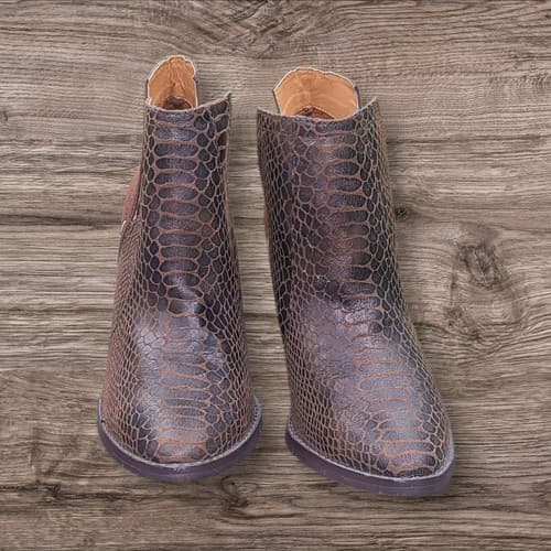 Laura Marano By Not Rated Women Bootie Sz 6.5 Brown Black Faux Snakeskin Nice - Thumbnail 2