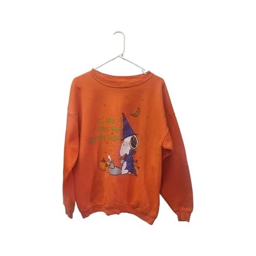 Vintage Peanuts Halloween Orange Sweatshirt Snoopy Charlie Brown Size XL