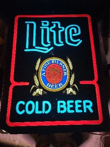 MILLER LITE COLD BEER Plastic Illuminated 20" x 15" Sign #LA-1914 - TESTED - Thumbnail 3