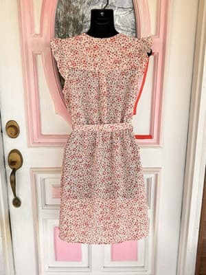 Monteau Los Angeles Womens Floral V-Neck Dress Size M Short Sleeves Mid-Length - Thumbnail 3