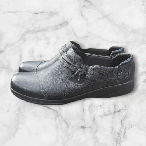 CLARKS COLLECTION Women's Size 9.5 Black Cheyn Madi Slip On Leather Loafer - Thumbnail 3