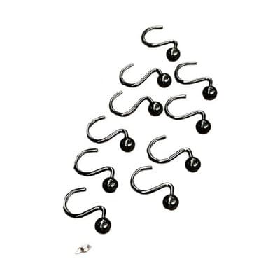 Set 12 Vintage Heavy Golden Hue Brass Ball Weighted Shower Curtain Hooks - Thumbnail 2