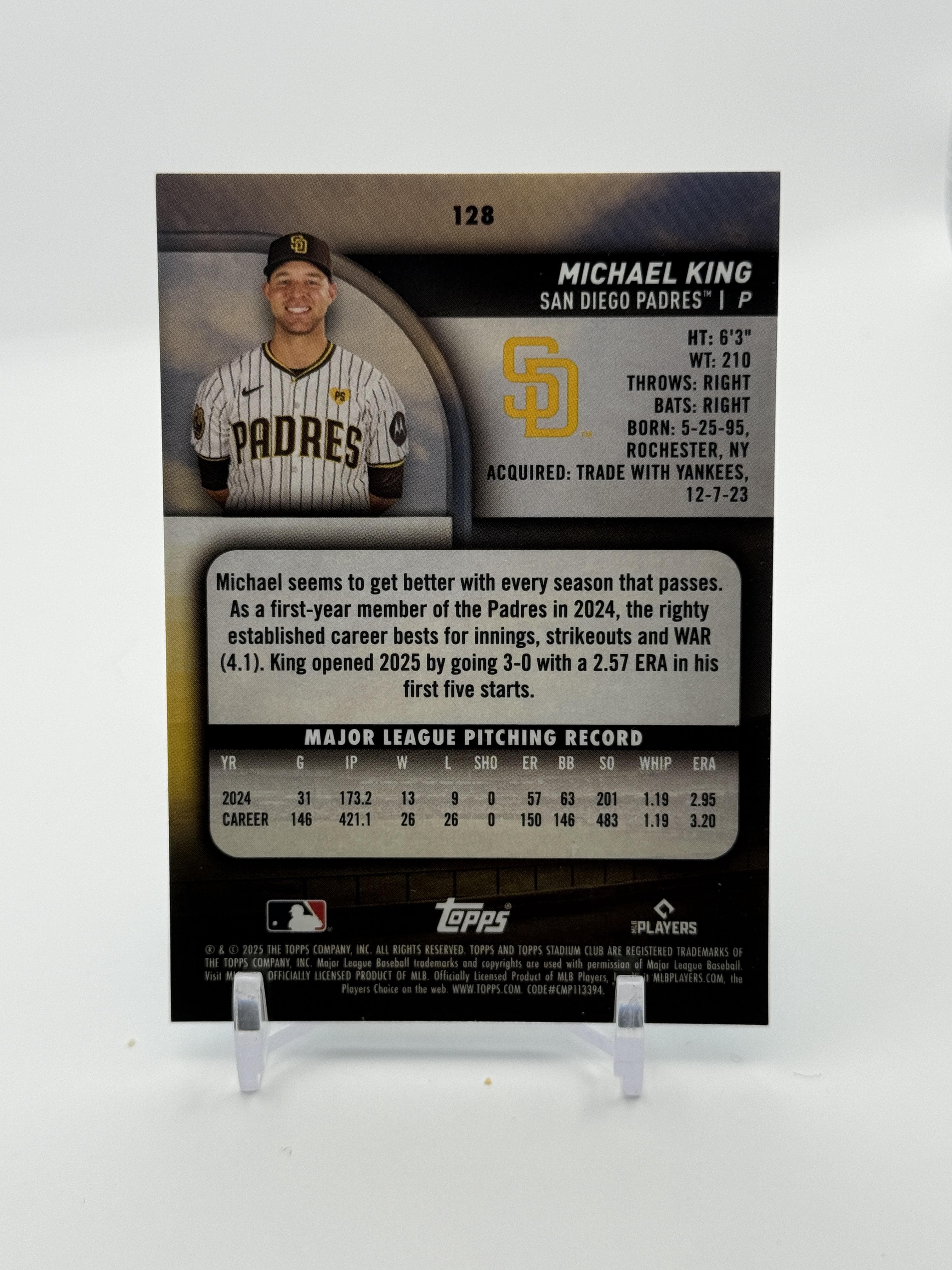 2025 Stadium Club #128 Michael King Light Blue Foil - Thumbnail 2