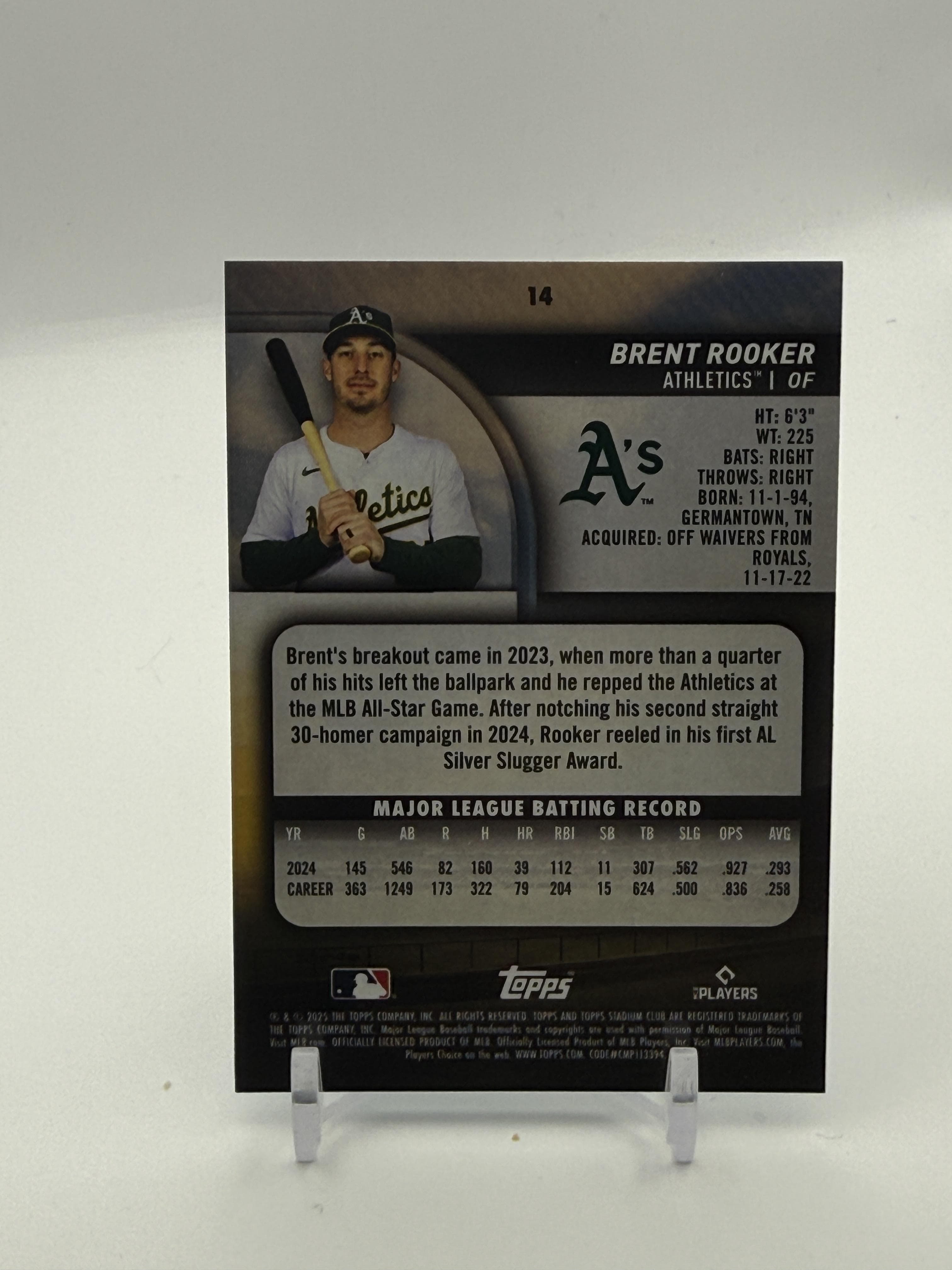 2025 Stadium Club #14 Brent Rooker Light Blue Foil - Thumbnail 2