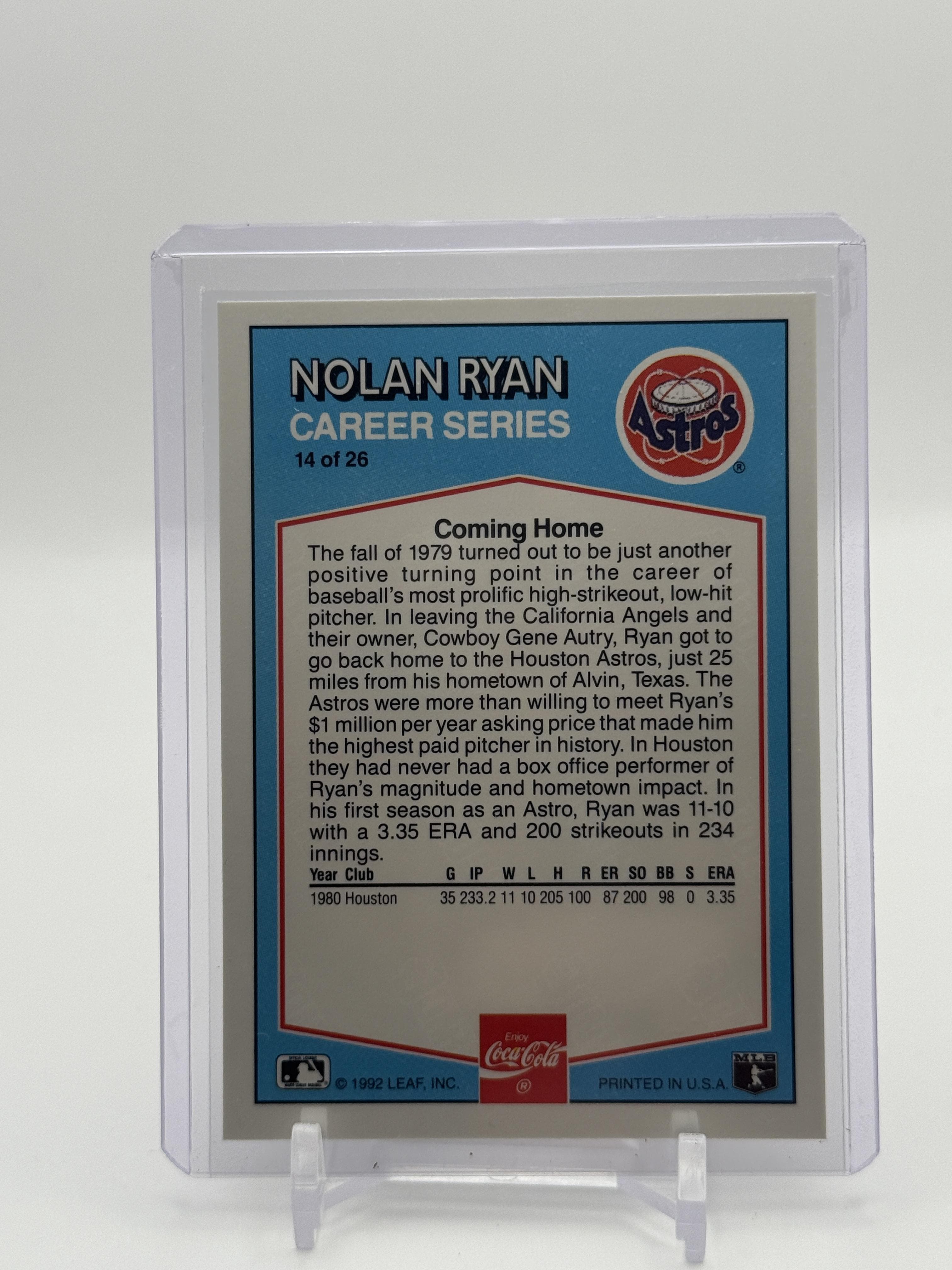 1992 Donruss Coca-Cola Nolan Ryan #14 Nolan Ryan - Thumbnail 2