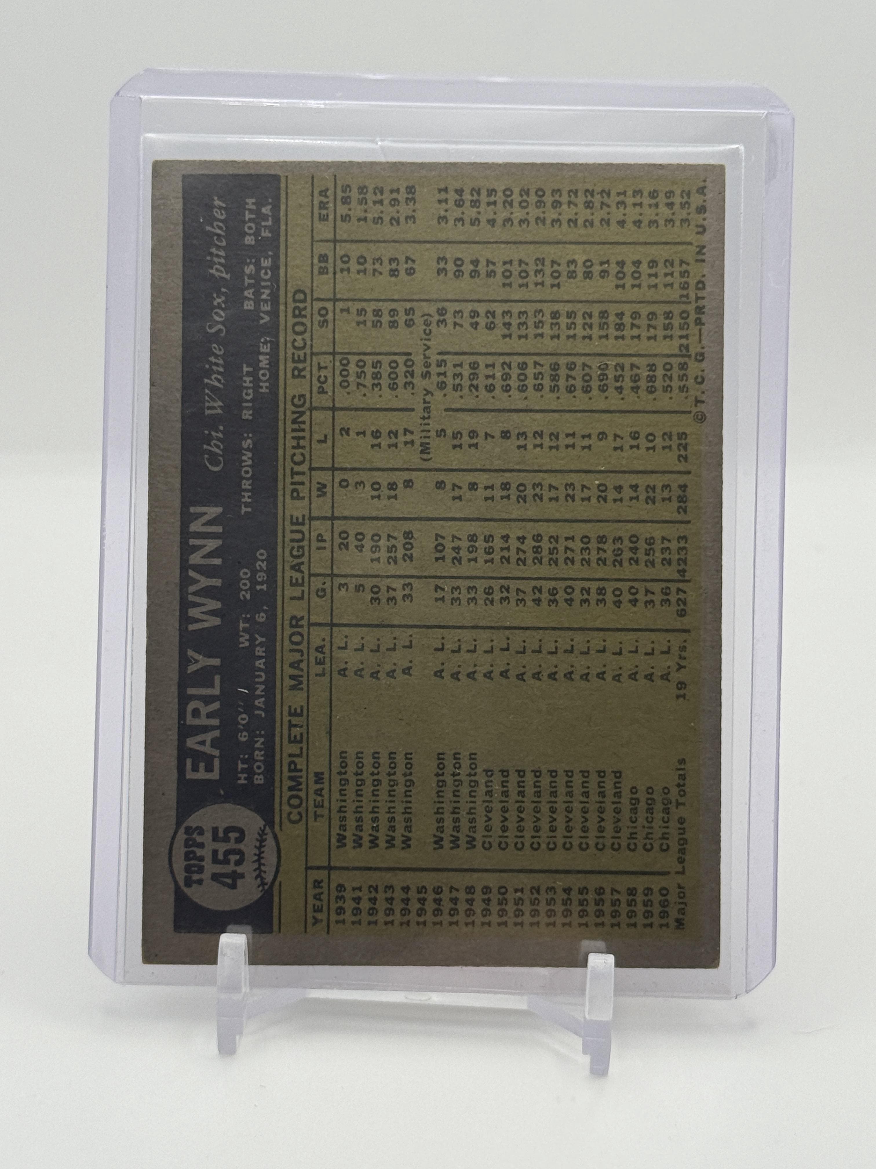 1961 Topps #455 Early Wynn - Thumbnail 2