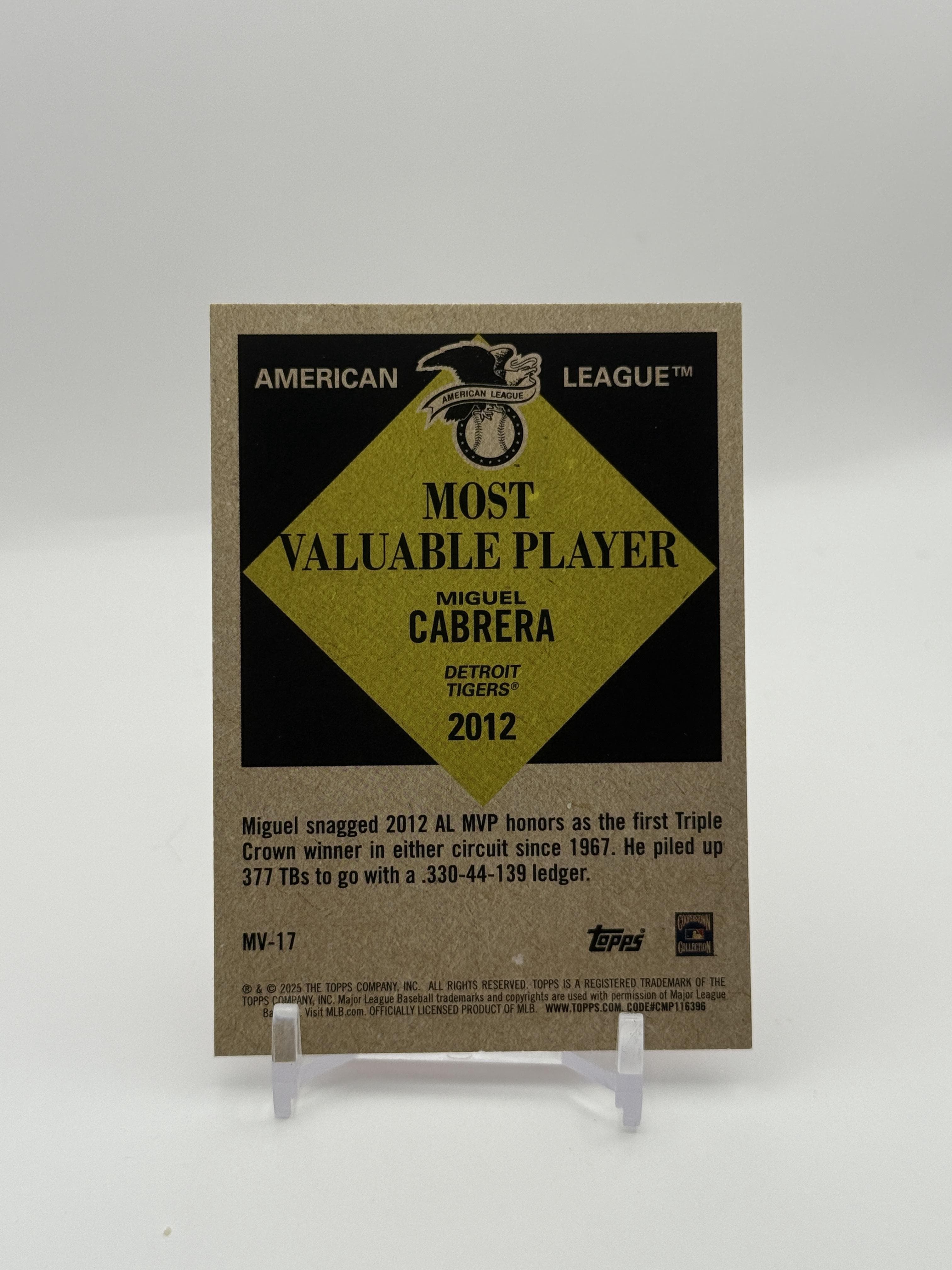 2025 Topps Update #MV-17 Miguel Cabrera Most Valuable - Thumbnail 2