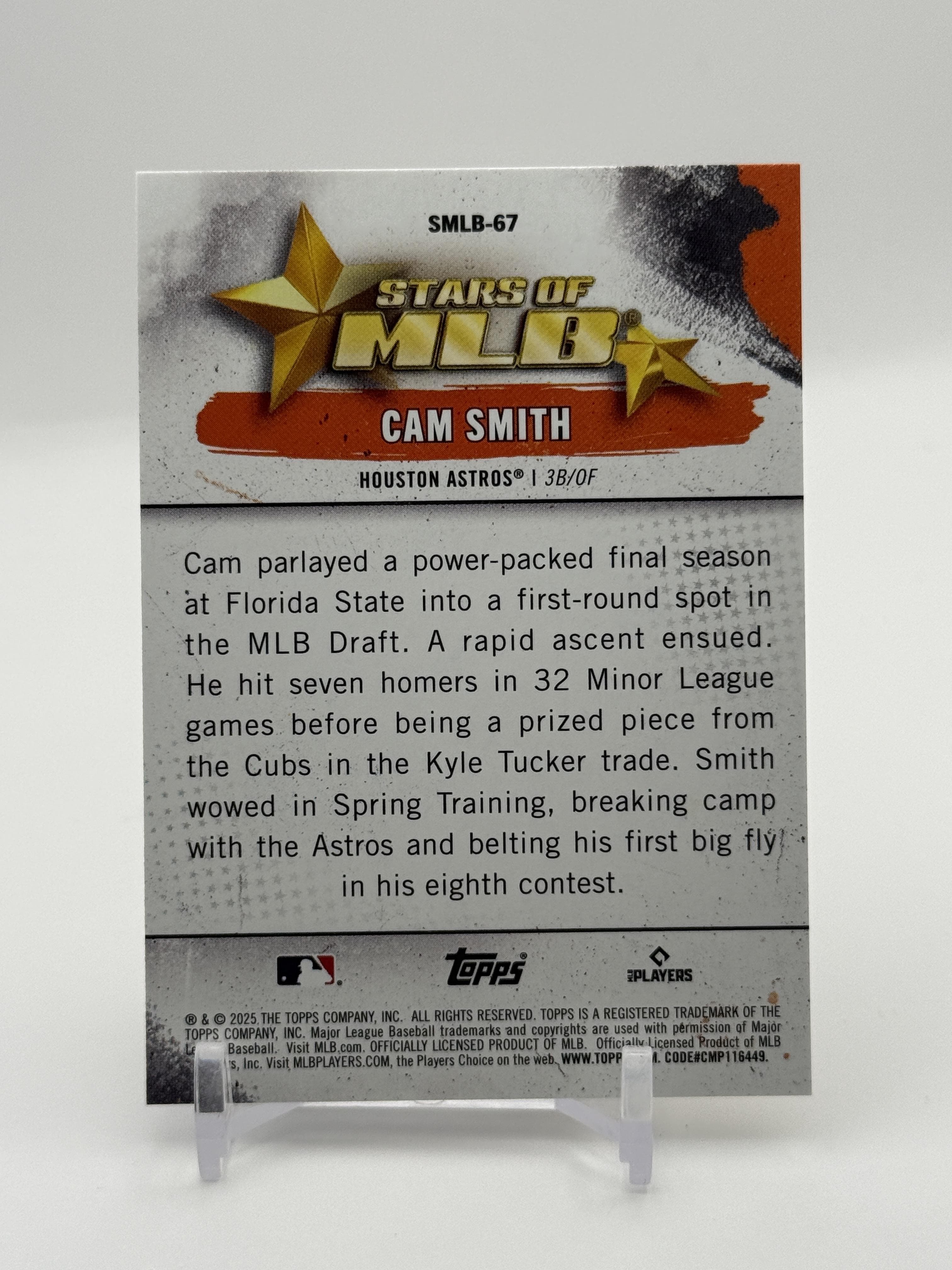 2025 Topps Update #SMLB-67 Cam Smith Stars of MLB - Thumbnail 2