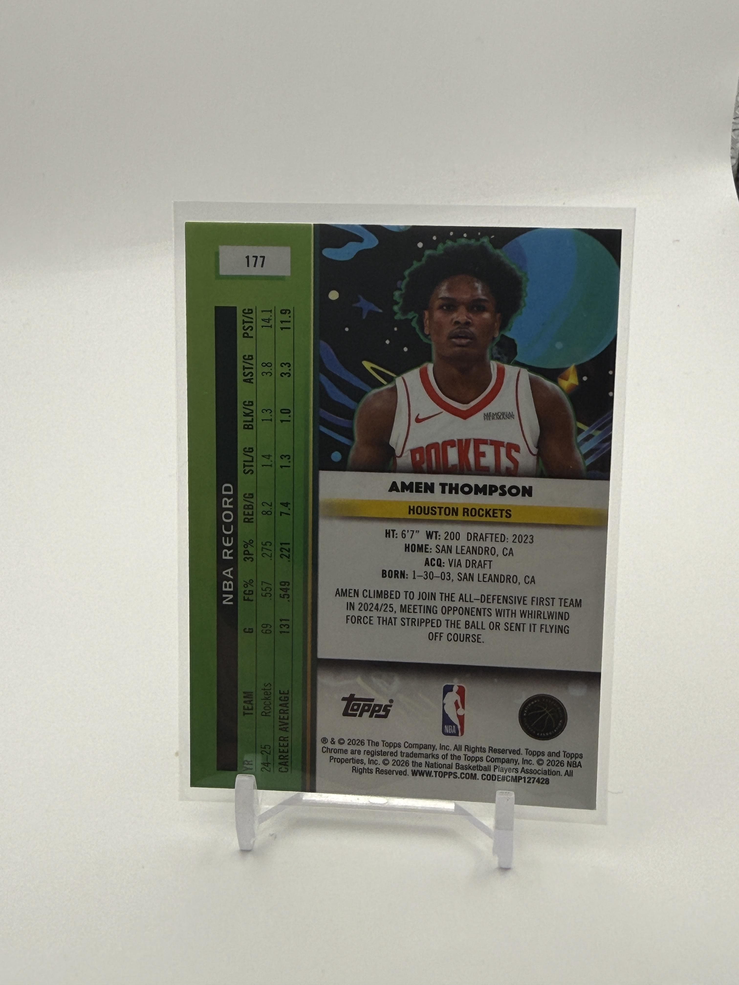 2025-26 Topps Chrome Cosmic #177 Amen Thompson - Thumbnail 2