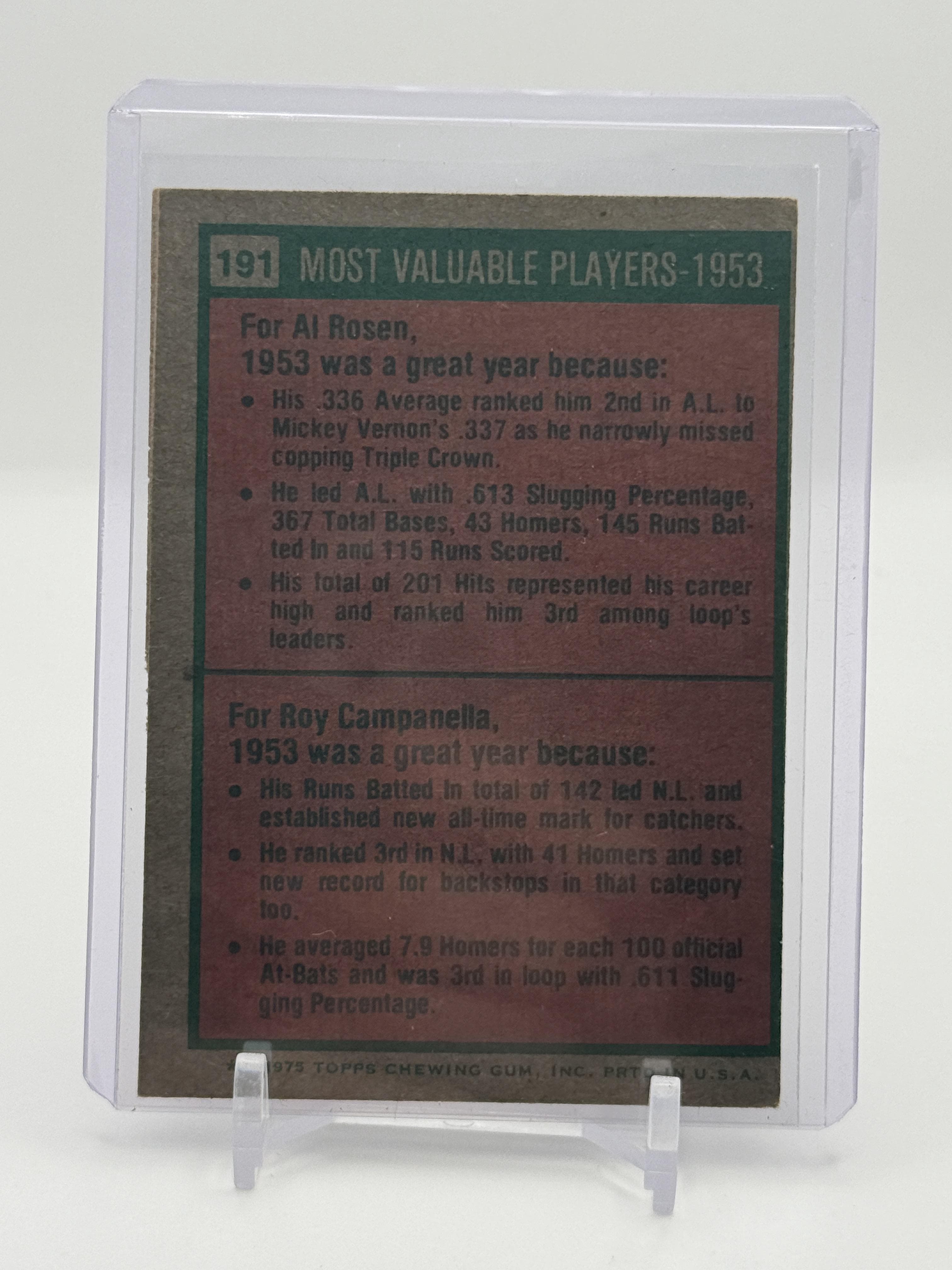 1975 Topps #196 1958 MVPs (Jackie Jensen / Ernie Banks) - Thumbnail 2