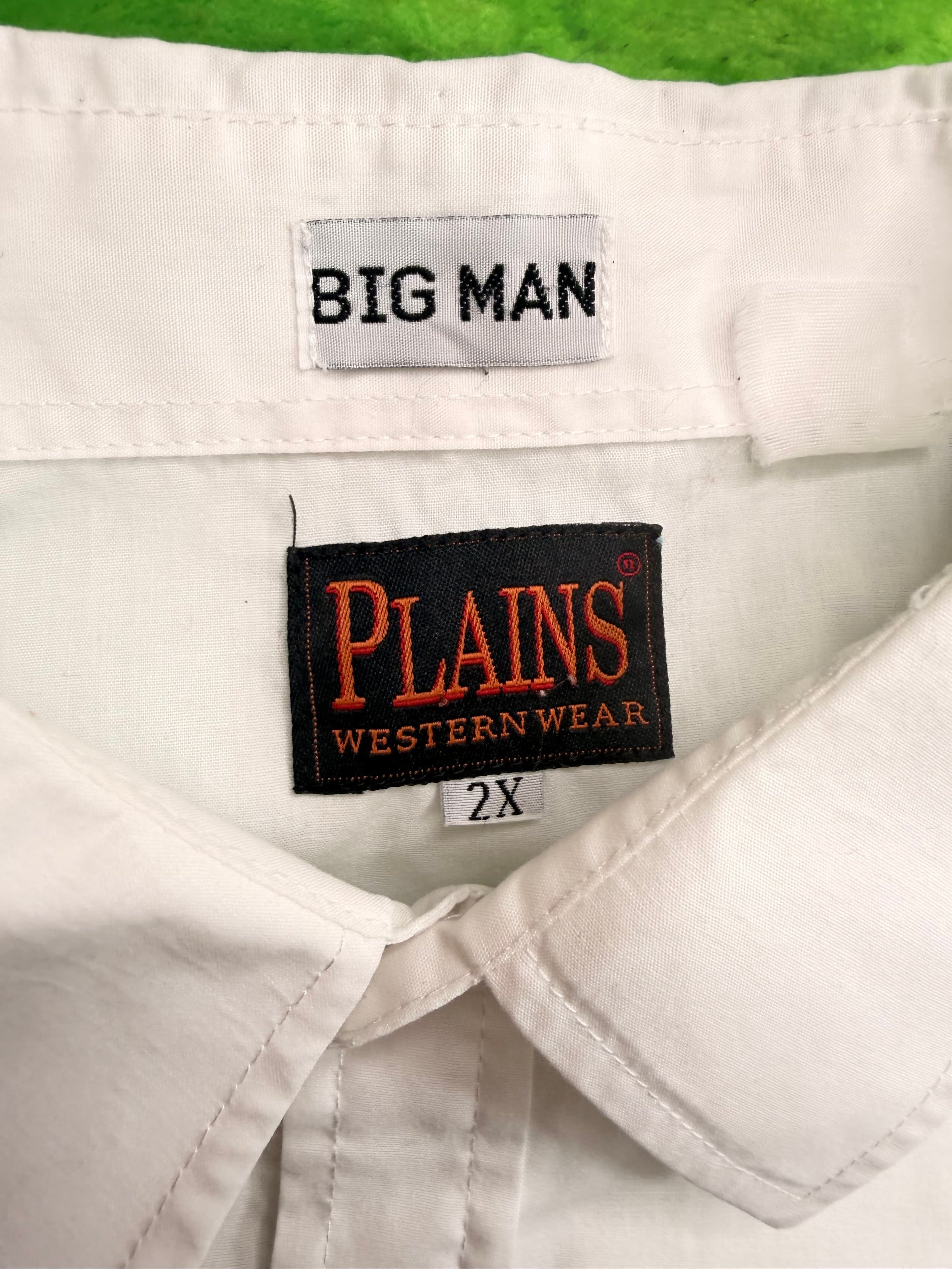 Plains Western Wear Pearl Snap Shirt Big Man Sz 2X White - Thumbnail 3