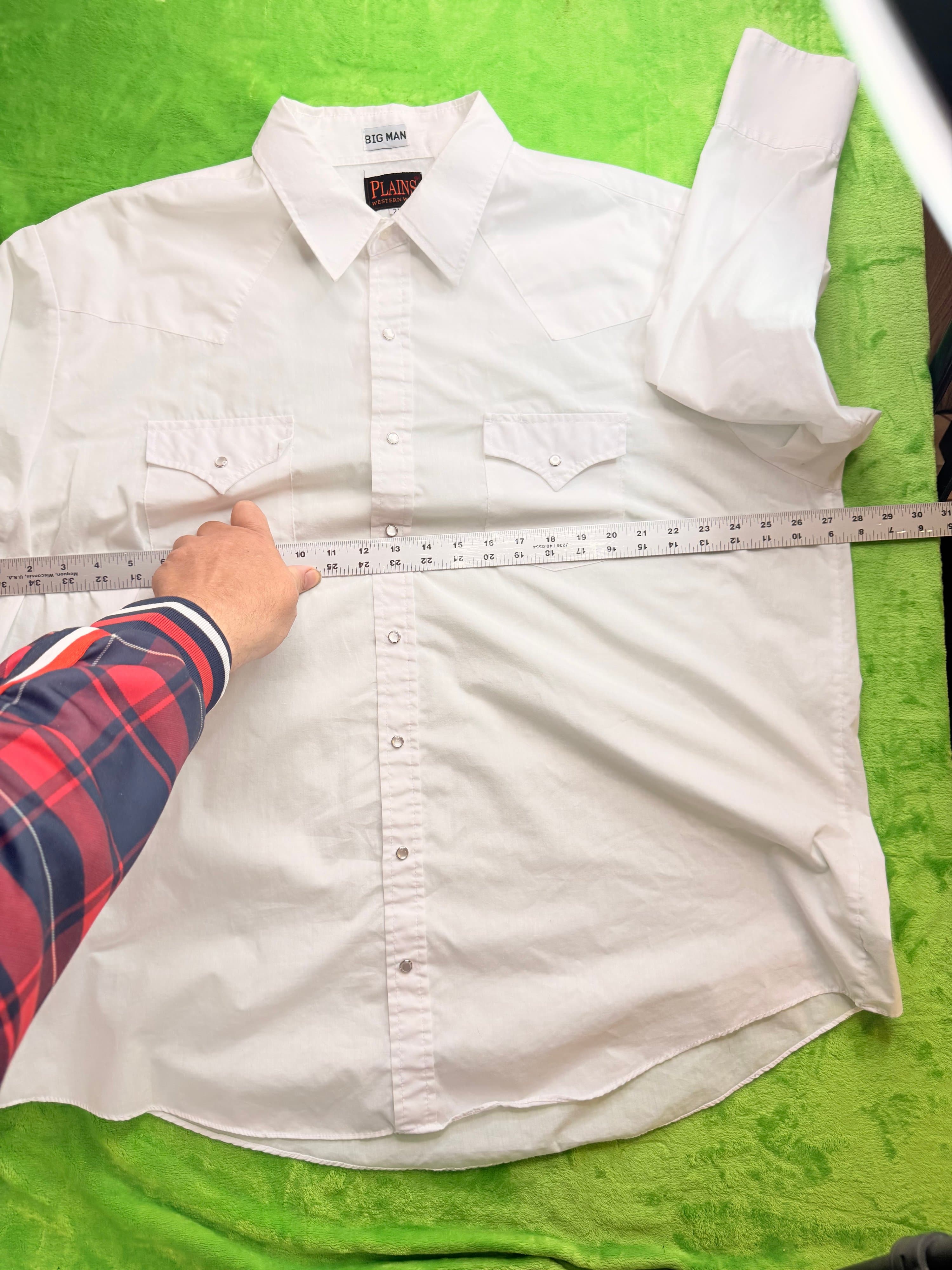 Plains Western Wear Pearl Snap Shirt Big Man Sz 2X White - Thumbnail 8