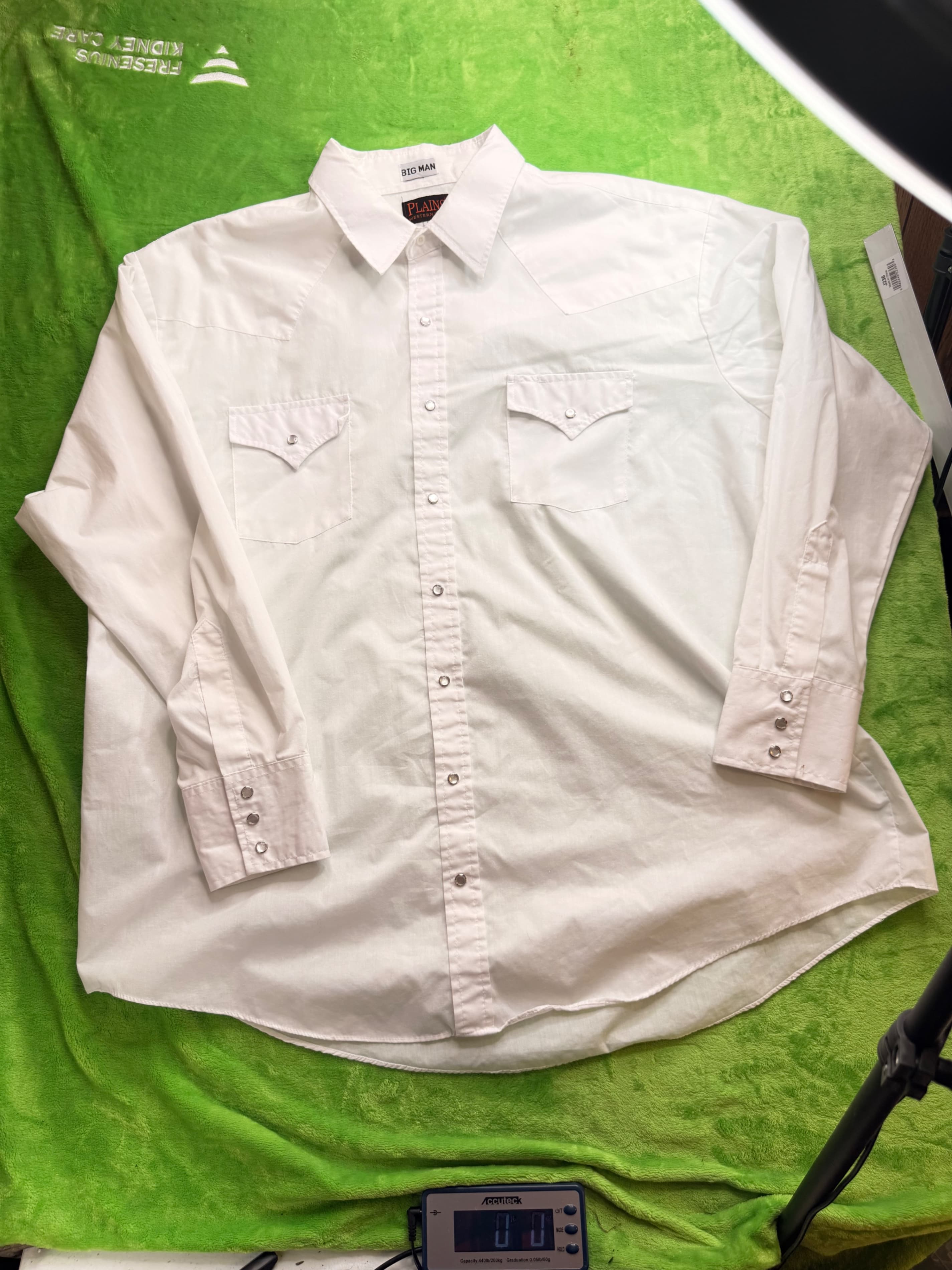Plains Western Wear Pearl Snap Shirt Big Man Sz 2X White
