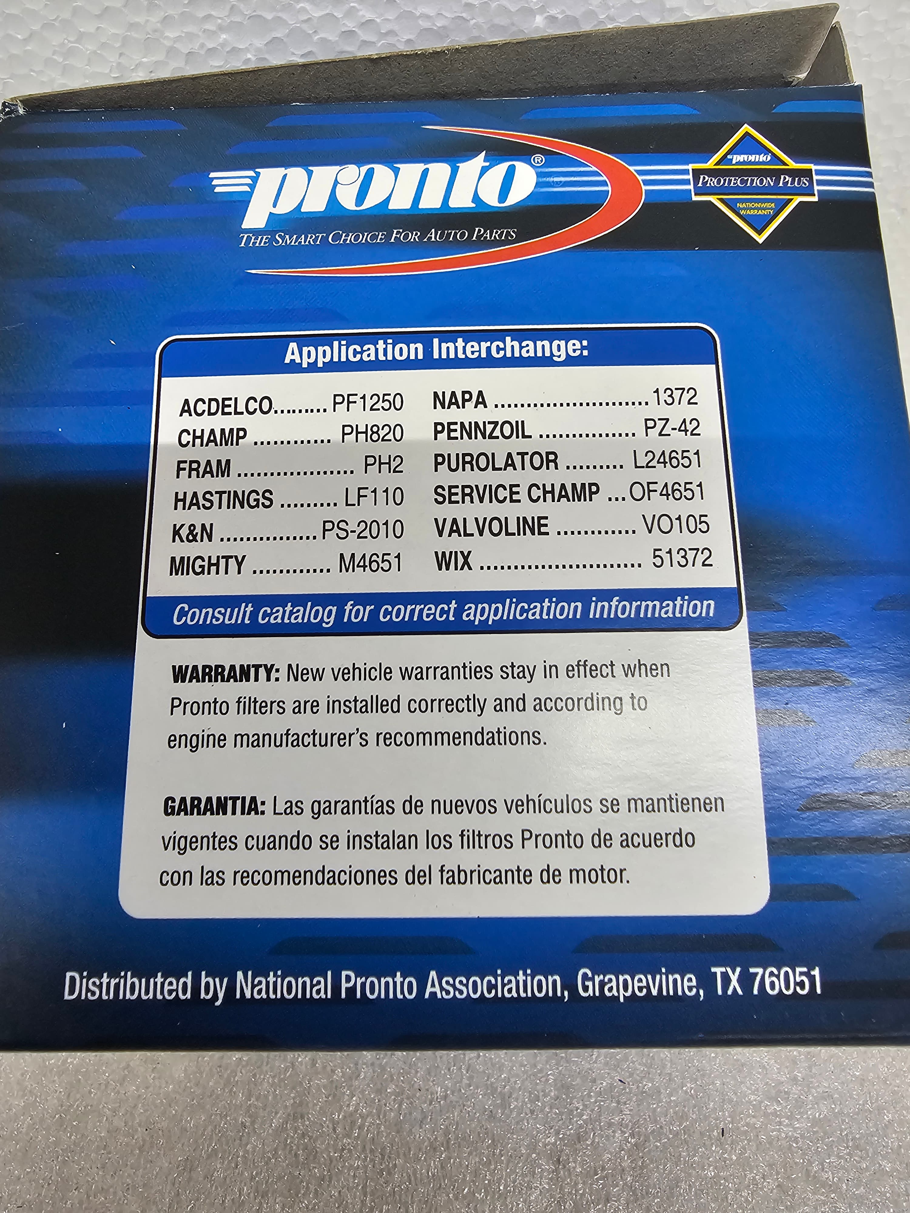 Pronto Oil Filter P04651 ( sale includes 1 filter ) - Thumbnail 3