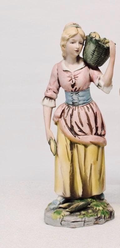 Vintage HOMCO Young Farm Couple Statue- Woman Figurine 12" tall Shelf Decor Item # 1414 - Thumbnail 2