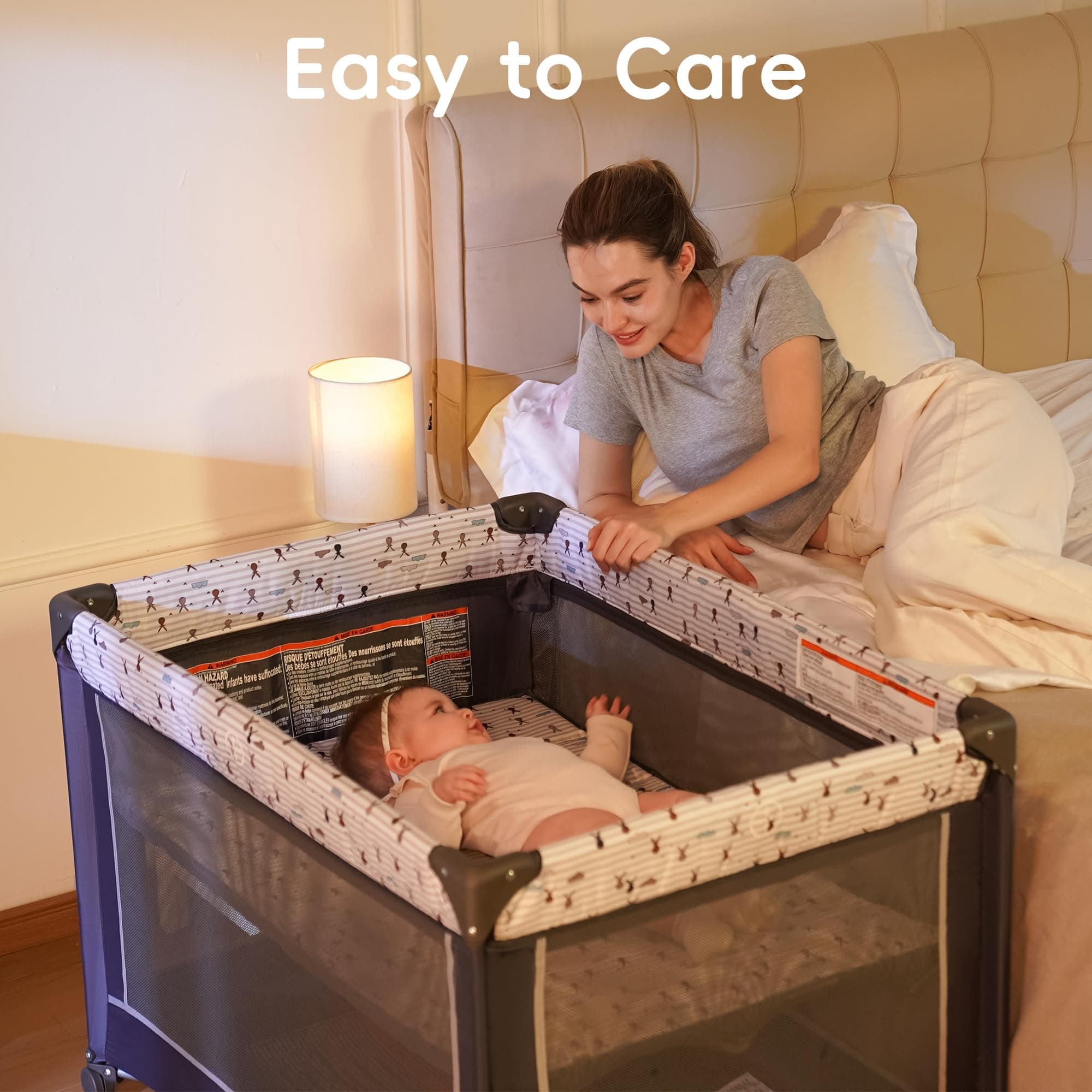 Pamo Babe Pack and Play with Bassinet, Portable Playard for Baby - Thumbnail 4