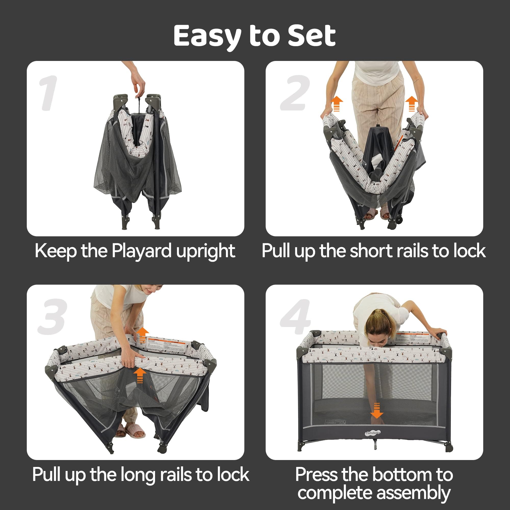 Pamo Babe Pack and Play with Bassinet, Portable Playard for Baby - Thumbnail 6