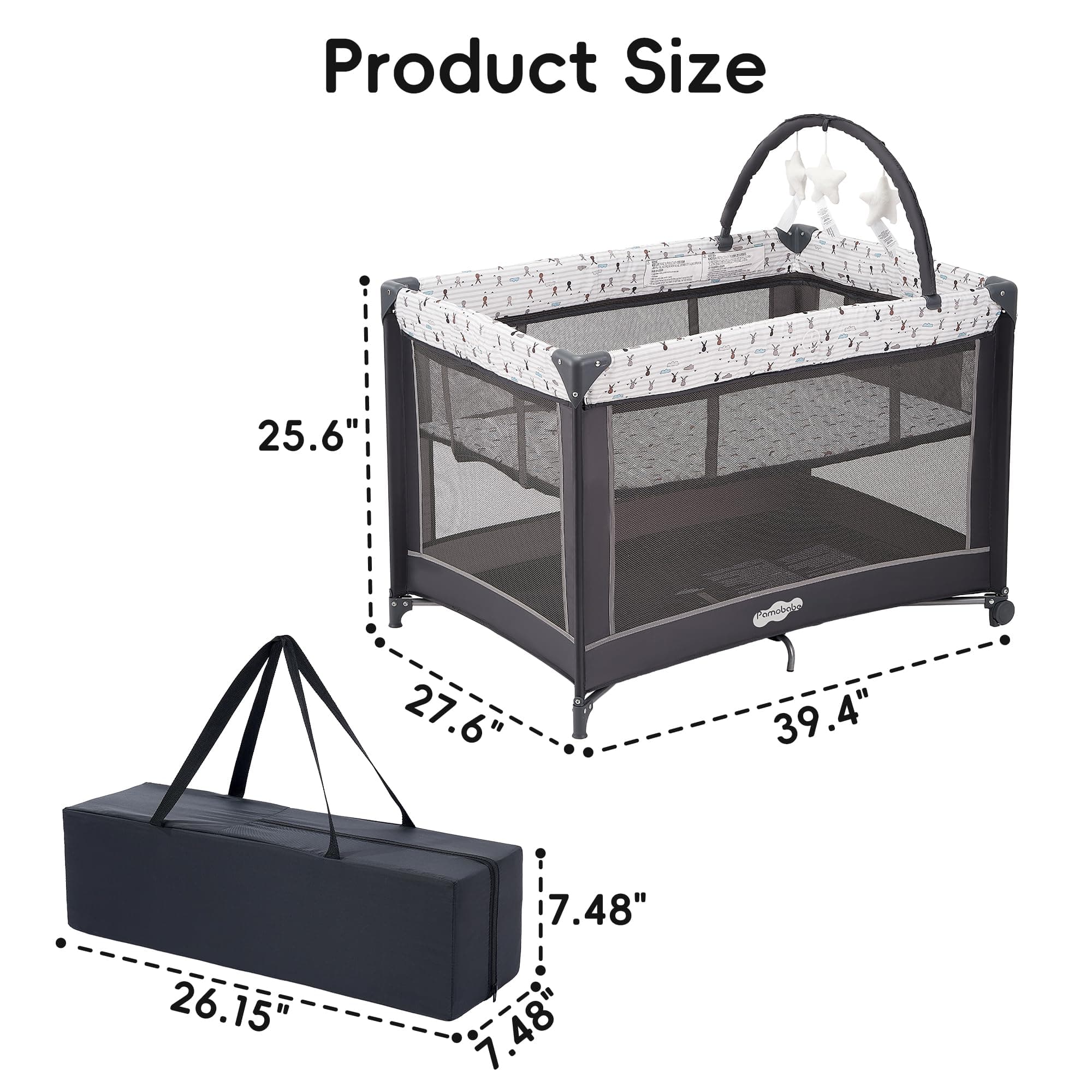 Pamo Babe Pack and Play with Bassinet, Portable Playard for Baby - Thumbnail 7