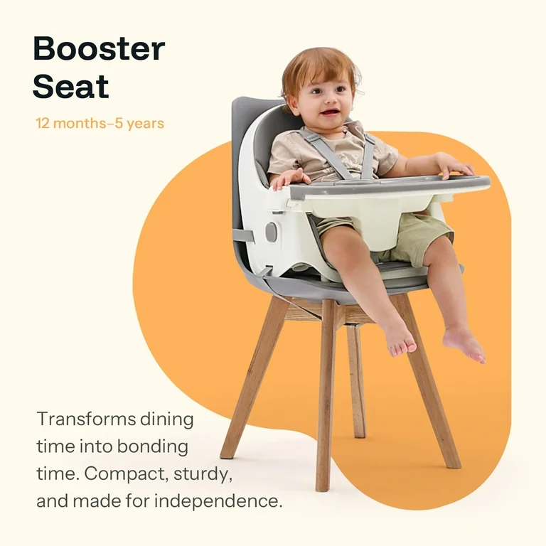Convertible High Chair 4-in-1 Gray Baby Seat with Harness - Thumbnail 7