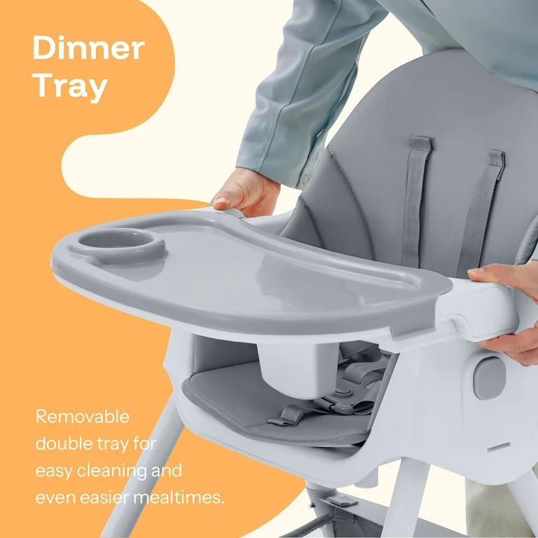 Convertible High Chair 4-in-1 Gray Baby Seat with Harness - Thumbnail 5