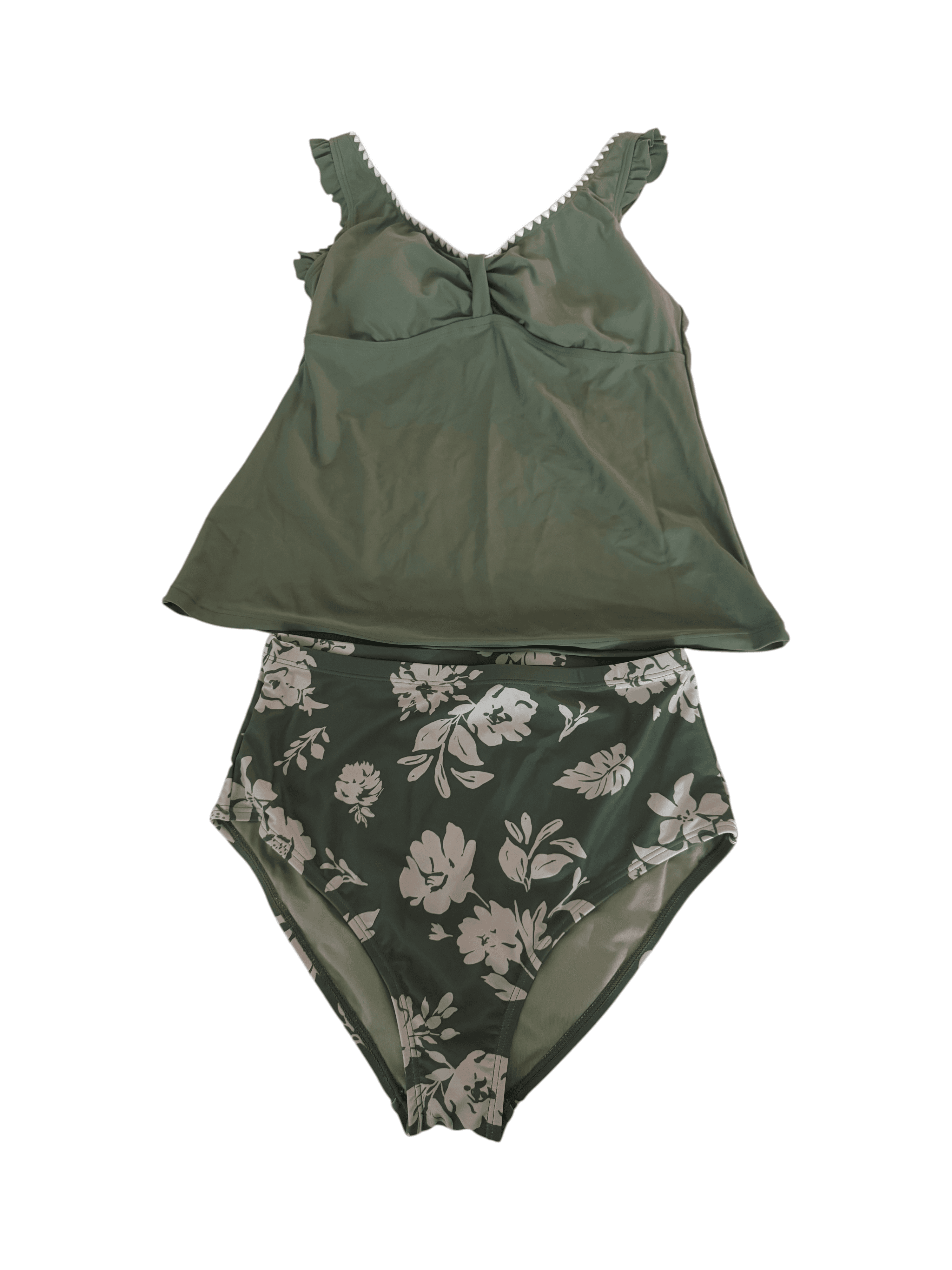 Green Floral Tankini Swimsuit Size M