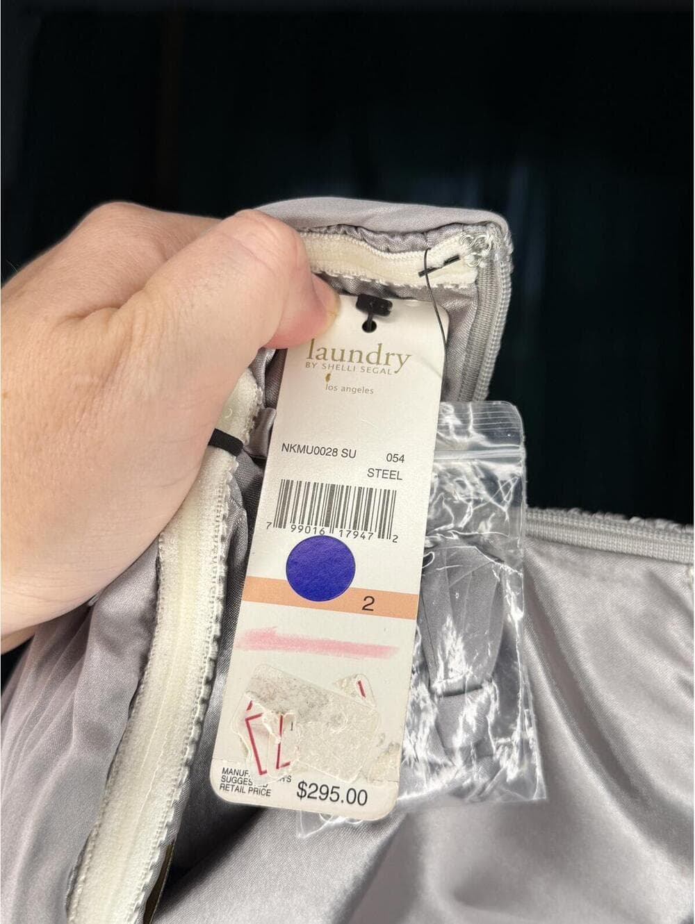 NWT Laundry by Shelli Segal 100% Silk - Steel Silver (Sz:2) - Thumbnail 8