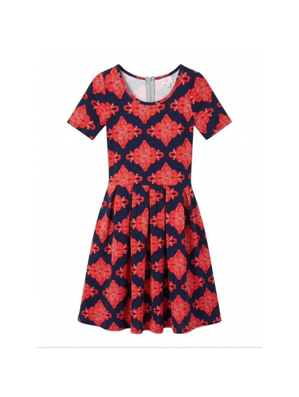 LULAROE Amelia Knee Length Dress Pleated Pockets - Thumbnail 2