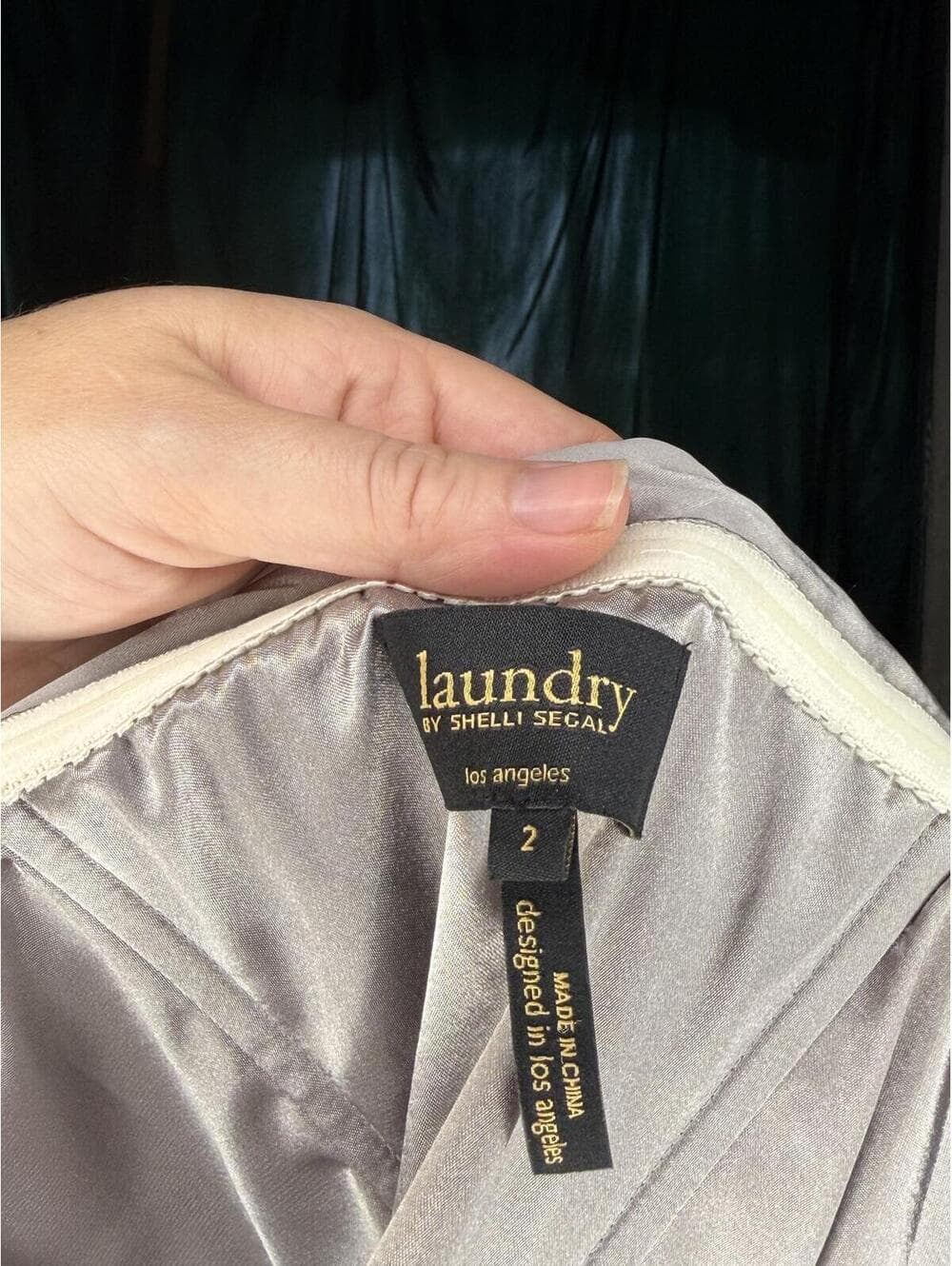NWT Laundry by Shelli Segal 100% Silk - Steel Silver (Sz:2) - Thumbnail 7