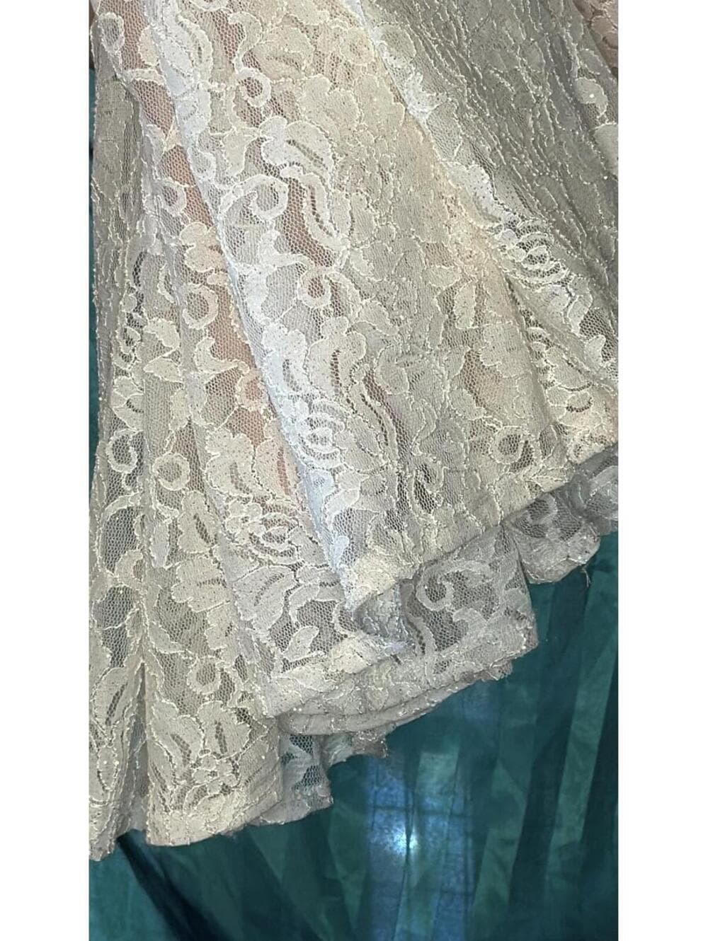 NW Nightway Size 6 White Lace Full-Length Gown - Thumbnail 5