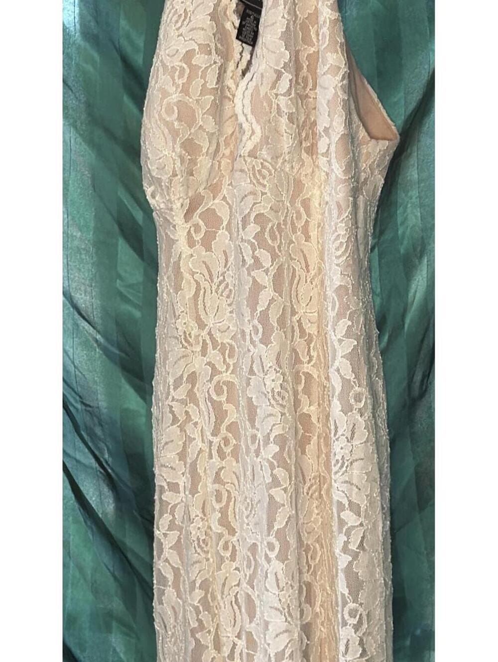 NW Nightway Size 6 White Lace Full-Length Gown - Thumbnail 2