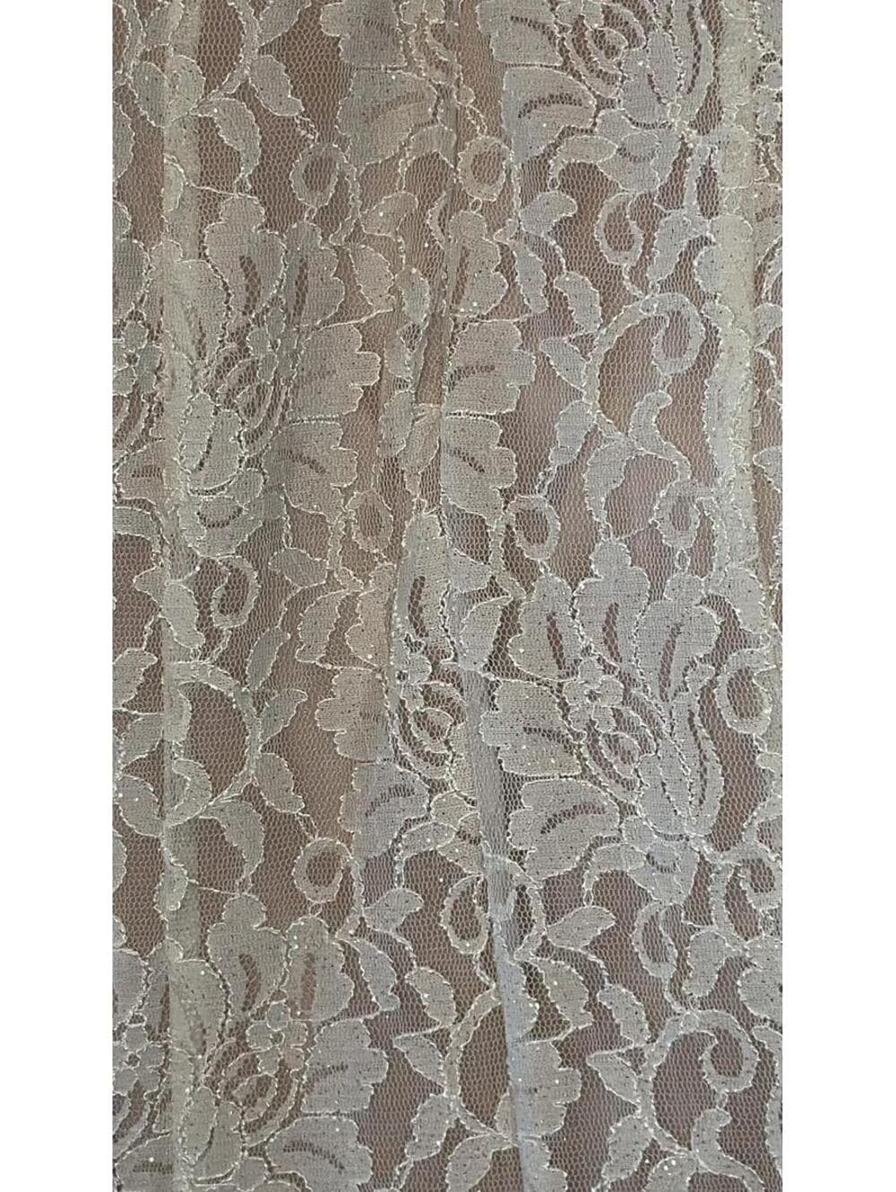 NW Nightway Size 6 White Lace Full-Length Gown - Thumbnail 6