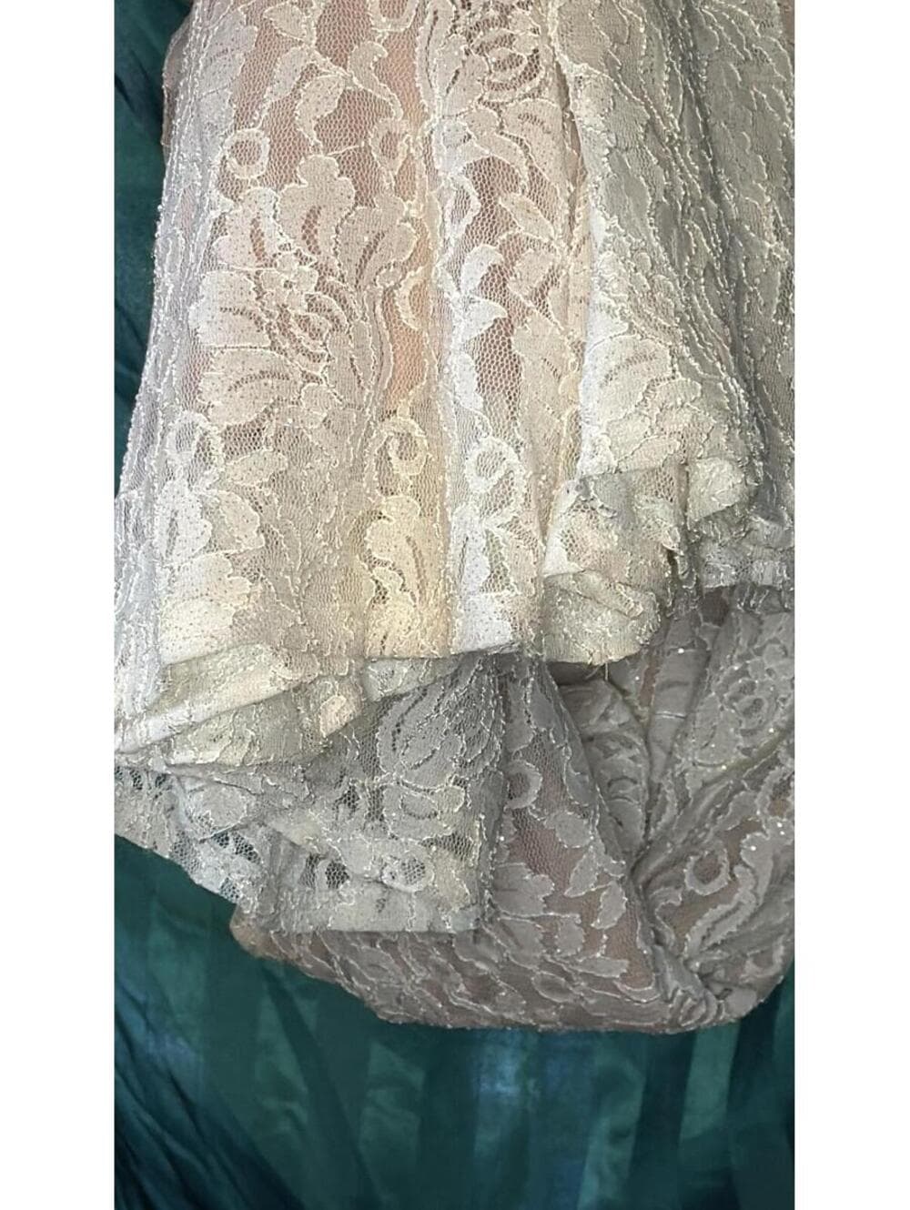 NW Nightway Size 6 White Lace Full-Length Gown - Thumbnail 4