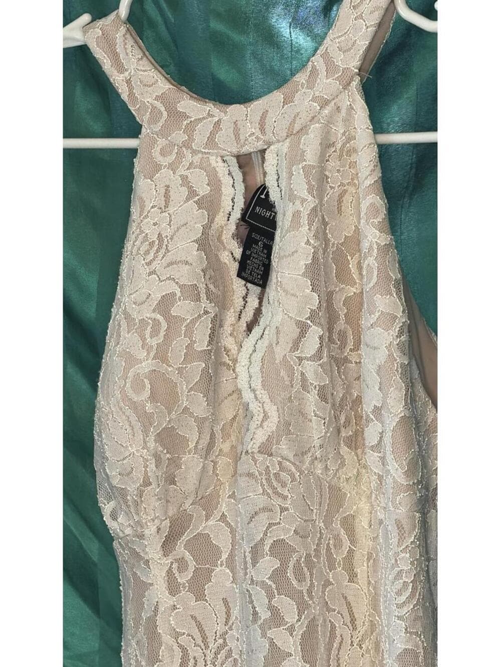 NW Nightway Size 6 White Lace Full-Length Gown - Thumbnail 8