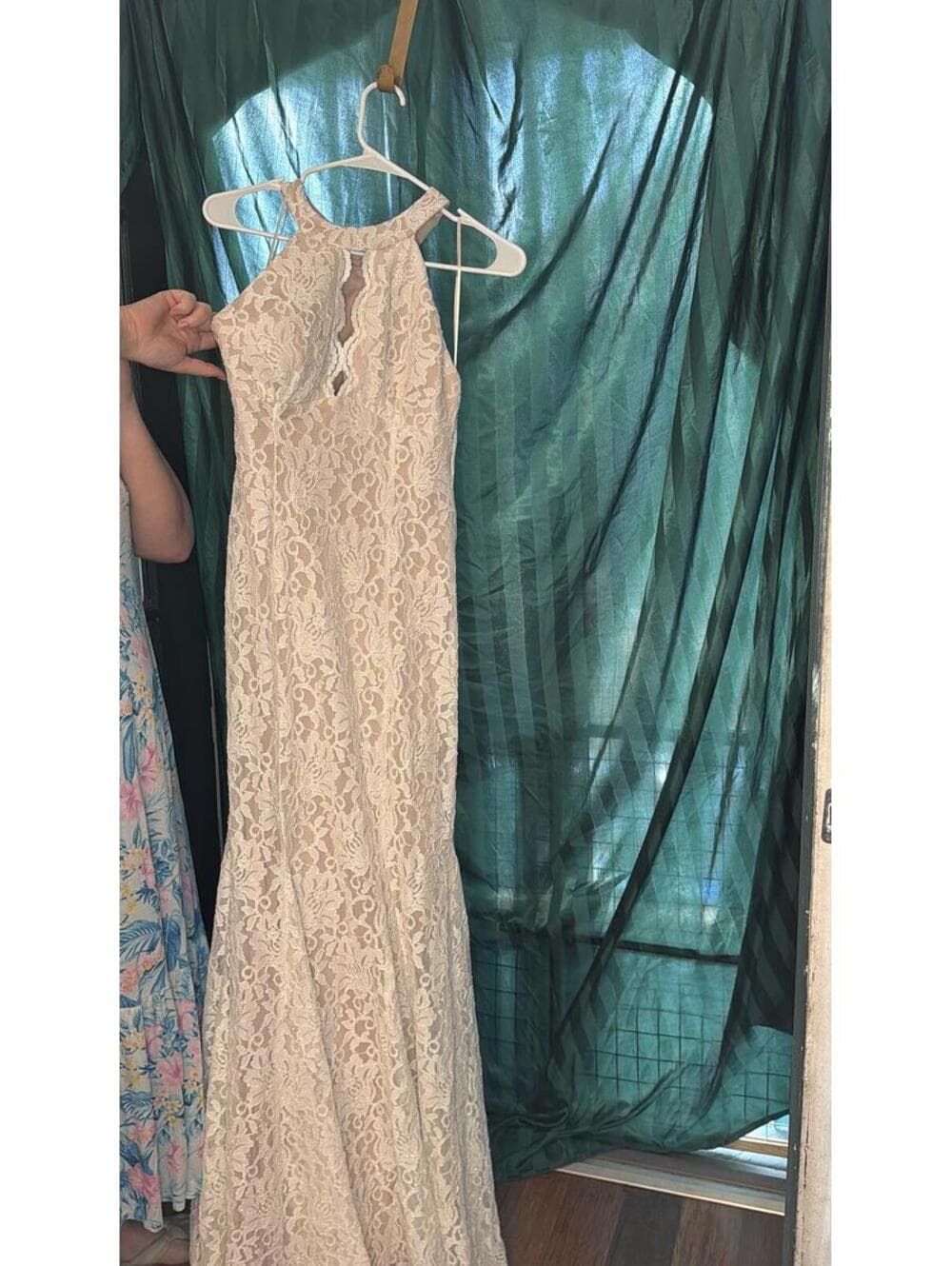 NW Nightway Size 6 White Lace Full-Length Gown - Thumbnail 7