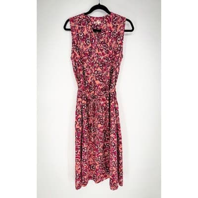 Faherty Isha Linen Blend Floral Coastal Boho Midi Dress Desert Bloom Size S - Thumbnail 5