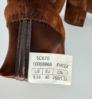 Stuart Weitzman Womens Sleek 60 Booties Walnut Brown Suede Heeled Sock Boots 9.5 - Thumbnail 6