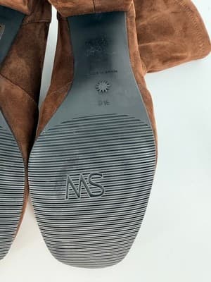 Stuart Weitzman Womens Sleek 60 Booties Walnut Brown Suede Heeled Sock Boots 9.5 - Thumbnail 11