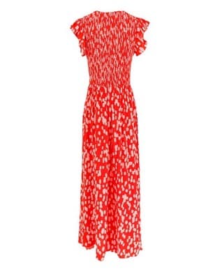 Mister Zimi Della Smocked Maxi Dress Sangria Coral Rain Size 6 Spring Vacation - Thumbnail 2