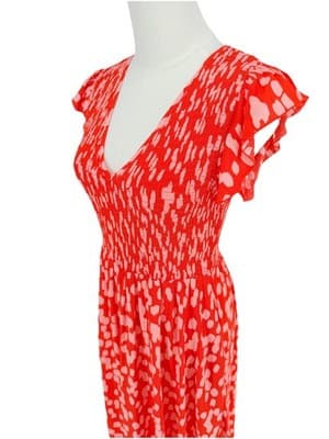 Mister Zimi Della Smocked Maxi Dress Sangria Coral Rain Size 6 Spring Vacation - Thumbnail 3