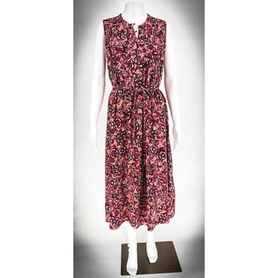 Faherty Isha Linen Blend Floral Coastal Boho Midi Dress Desert Bloom Size S - Thumbnail 8