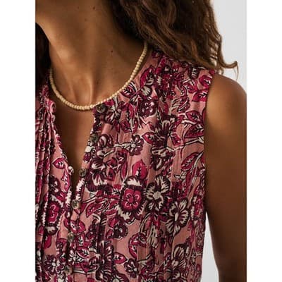 Faherty Isha Linen Blend Floral Coastal Boho Midi Dress Desert Bloom Size S - Thumbnail 4
