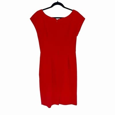 Maggie London Cap Sleeve Lined Sheath Dress Red with Pockets Womens Size 10 EUC - Thumbnail 4