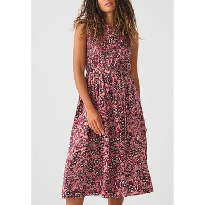 Faherty Isha Linen Blend Floral Coastal Boho Midi Dress Desert Bloom Size S - Thumbnail 3
