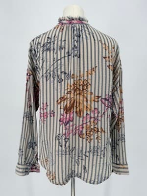 Anthropologie Pilcro Tavi Button Down Top S Blue Striped Boho Floral - Thumbnail 7
