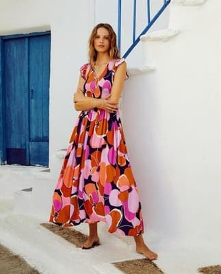 Mister Zimi Della Smocked Maxi Dress Sangria Coral Rain Size 6 Spring Vacation - Thumbnail 7