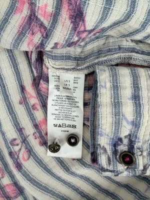 Anthropologie Pilcro Tavi Button Down Top S Blue Striped Boho Floral - Thumbnail 9