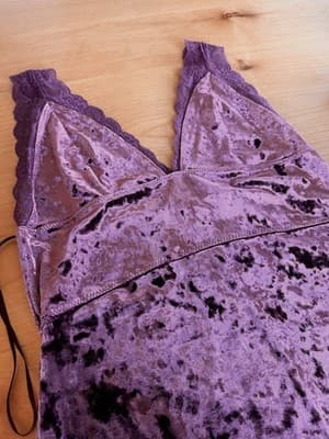 Free People Viper Slip Dress Womens M Raspberry Lace Velvet Bodycon Y2K Whimsy - Thumbnail 9