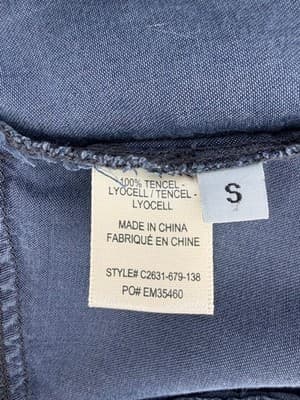 Anthropologie Cloth & Stone Blue Denim Chambray Split Back Button Down Shirt S - Thumbnail 6