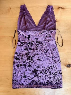 Free People Viper Slip Dress Womens M Raspberry Lace Velvet Bodycon Y2K Whimsy - Thumbnail 5